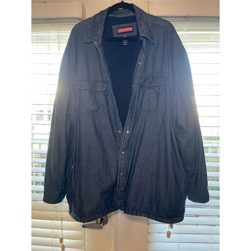 Craftsman Men's 2XL Blue Denim Fleece Lined Work‎ Shirt Long Sleeve
